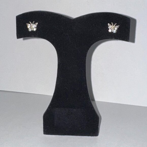 8.52mm Clear Butterfly Cz And Sterling Post Earrings - Picture 1 of 15